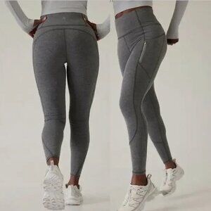 Athleta Rainier Tight Leggings Heathered Gray Medium Petite Hiking Outdoor
